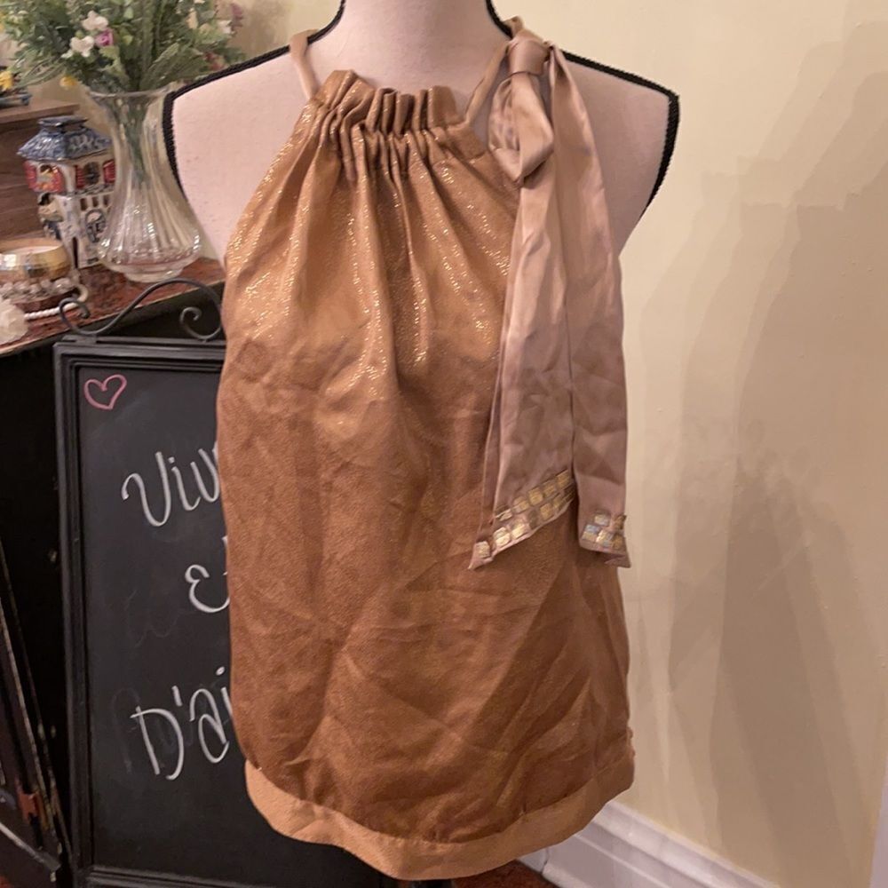 *Hale Bob* La Metallic Silk Tir Shirred Neck Halter View 2